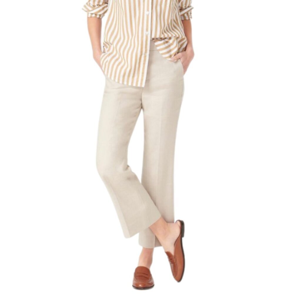 J.crew Womens 14 Hayden Kickout Crop Pant Stretch Linen Pant